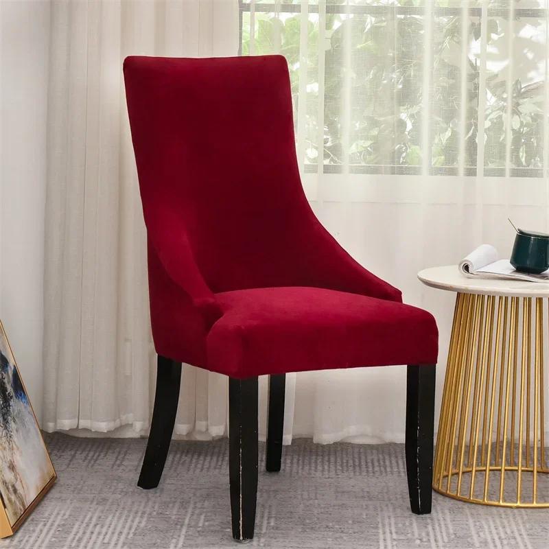 Velvet Sloping Chair Cover High Back Armchair Cover Solid Accent Dining Chair Covers Slipcover Office Hotel Home House De Chaise