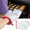 2pcs/set Christmas Baking Santa Claus Kitchen Mat Anti-Hot Pad Microwave Gloves Oven Mitts