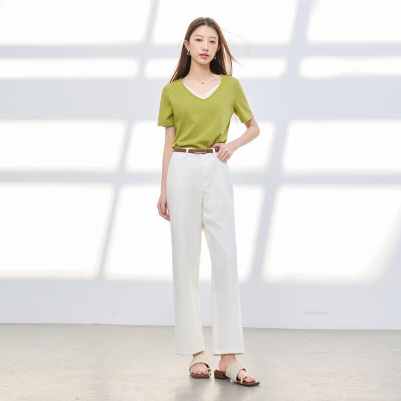 Sancai Women's High-Waist Straight Leg Pants