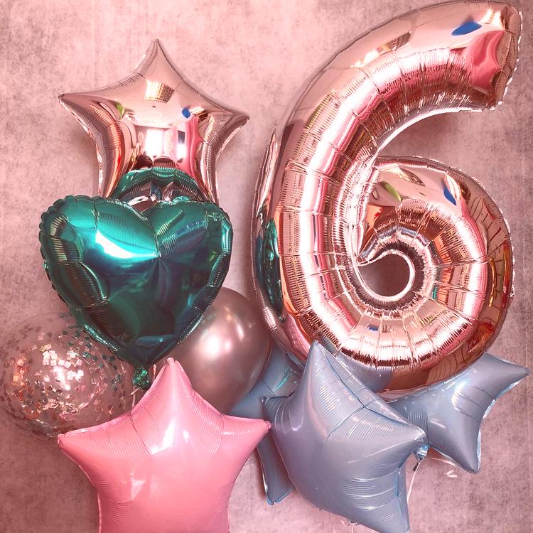 32 Rose Gold Number Balloon 0-9, Birthday & Anniversary Celebration Foil Balloon Rose Gold Number 2