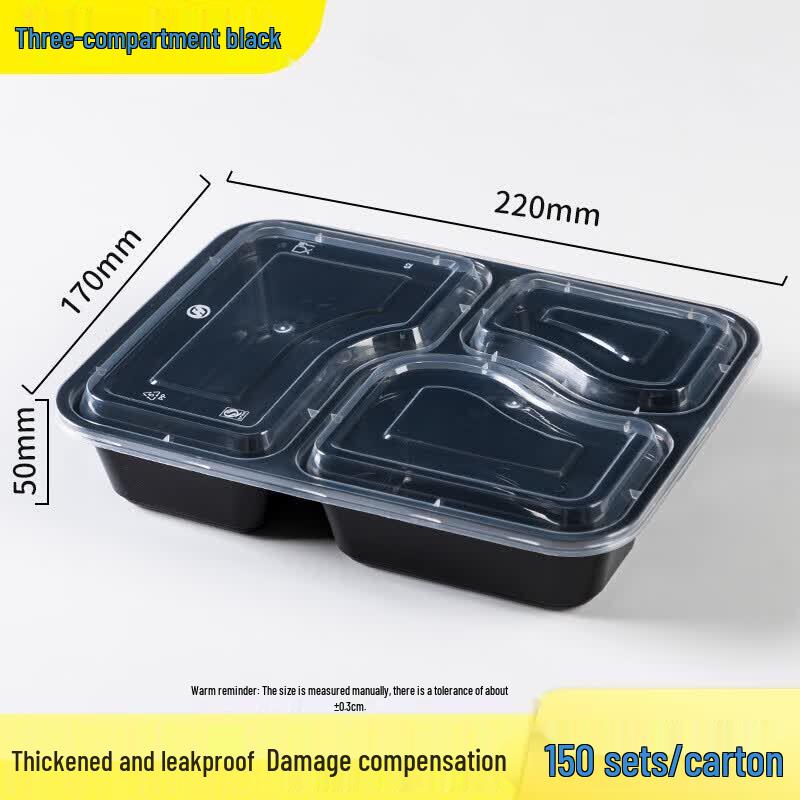 800ml Disposable 4-Compartment Meal Prep Containers with Lids