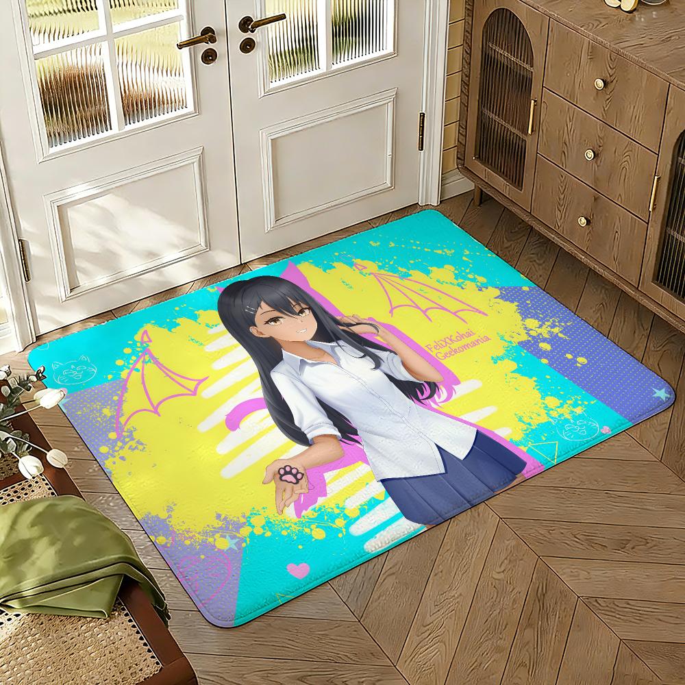 Anime Dont Toy With Me Miss Nagatoro Absorbent Non-Slip Floor Mat Flannel Rug Bedroom Living Room Door Mat Home Decor