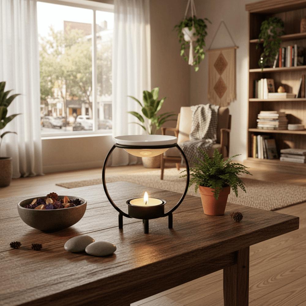 Portable Essential Oil Burner Iron Fragrance Burner Modern Aromatherapy Lamp  Yoga Practice