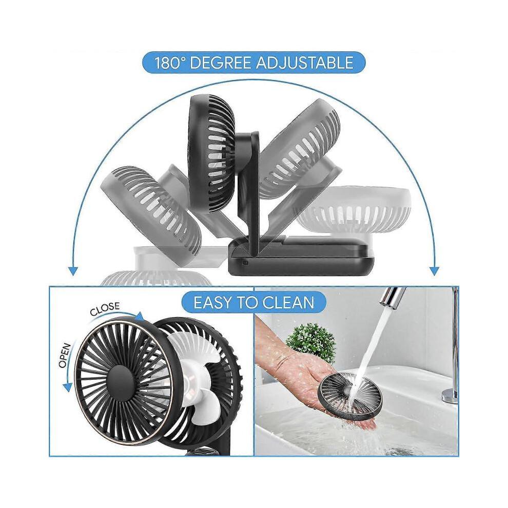 Portable Handheld Fan, USB Desk Fan Mini Electric Desktop Desk Fan Rechargeable Battery Powered Handheld Fan(Black)