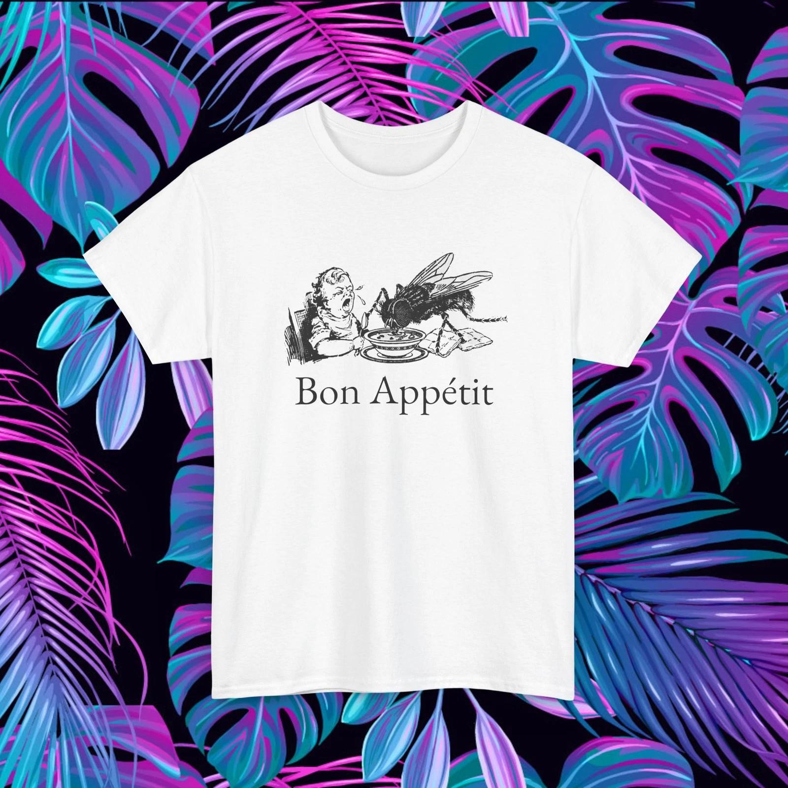 

Vintage Giant Fly Bon Appétit T-Shirt Creepy Surreal Dark Humour Graphic Tee S
