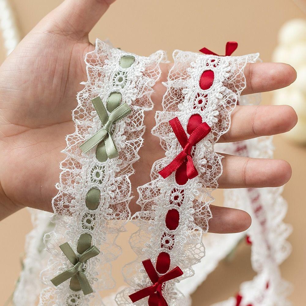 Bows & Pleated Lace Trim Ribbons Handmade Fabric Sewing Supplies New Hair Accessories  Baby Shower