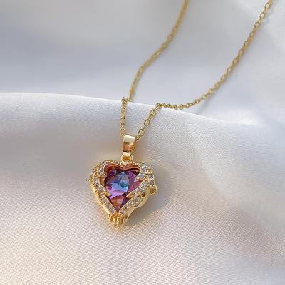 Mode Ozean Herz 18k Gold Titan Stahl Liebe Anhänger Halskette