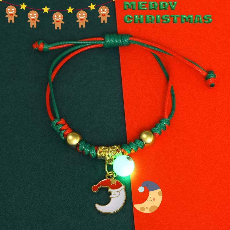 2025 Trendy Christmas Pendant Hand Rope with Santa Claus and Bell
