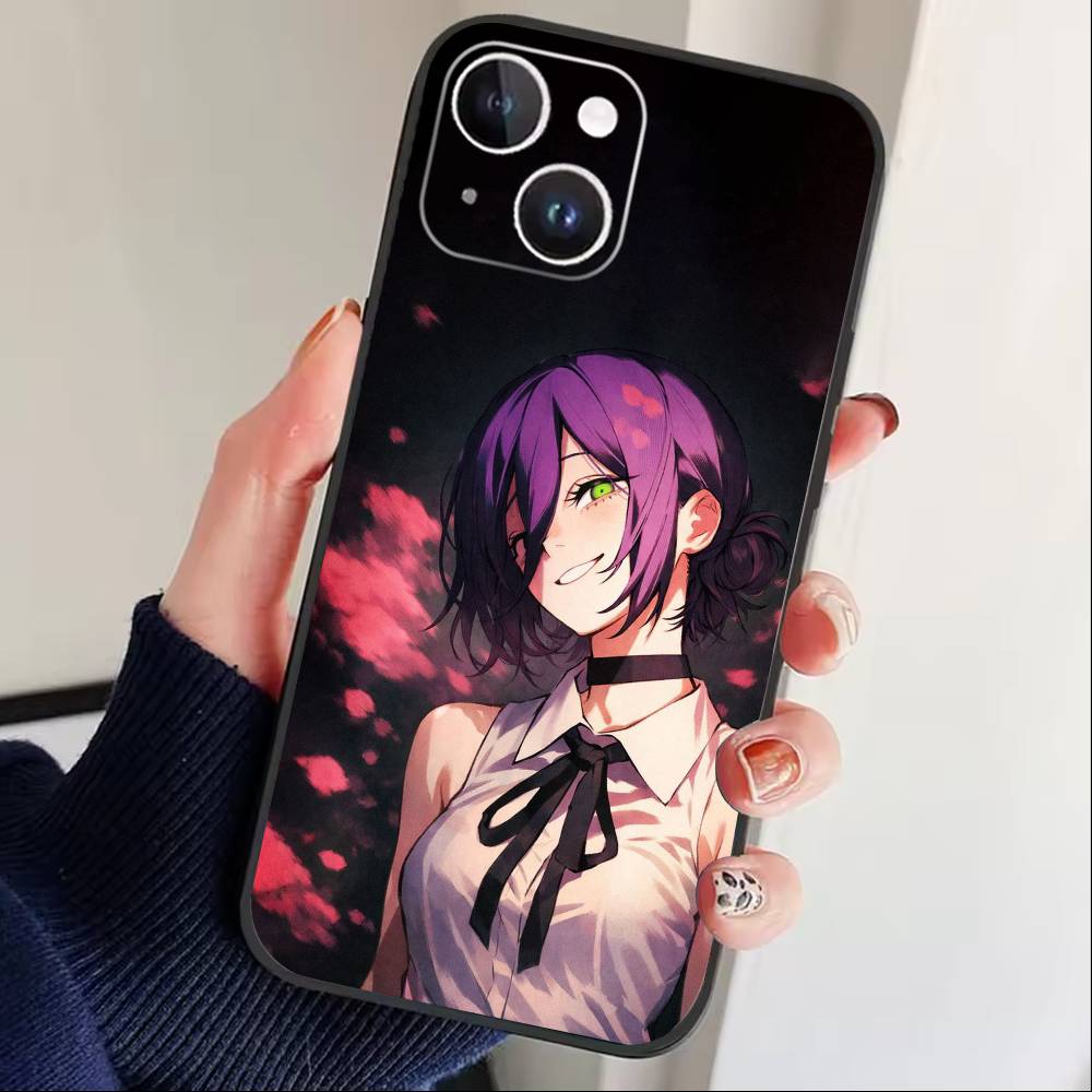 R-Reze C-Chainsaw Man Phone Case For iPhone17,16,15,14,13,12 Plus,Max Soft Silicone Black Cover