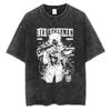 Summer Hot Sale Anime Attack On Titan Eren Jaeger Print Washed T-shirts Men Women Casual Retro Cotton T Shirt Hip Hop Streetwear Oversized T-shirt