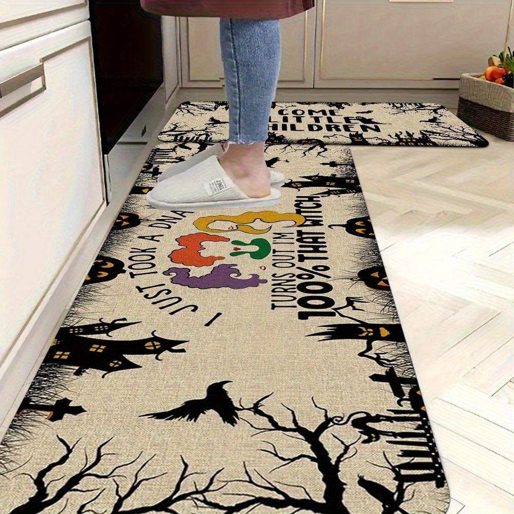 1PC Halloween skull Kitchen Rug Non-Slip Door Mat Pop design Bathroom Rug Bath Mat Carpet for Home Sink Laundry Decor