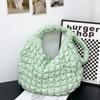 Y2K Style Casual Ruched Oversized Women Shoulder Bags  Quilted Padded Crossbody Bag Large Capacity Nylon Tote Big Shopper Purses