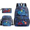 Large Capacity Schoolbag with Shoulder Strap; Student Three-piece Pencil Case Set