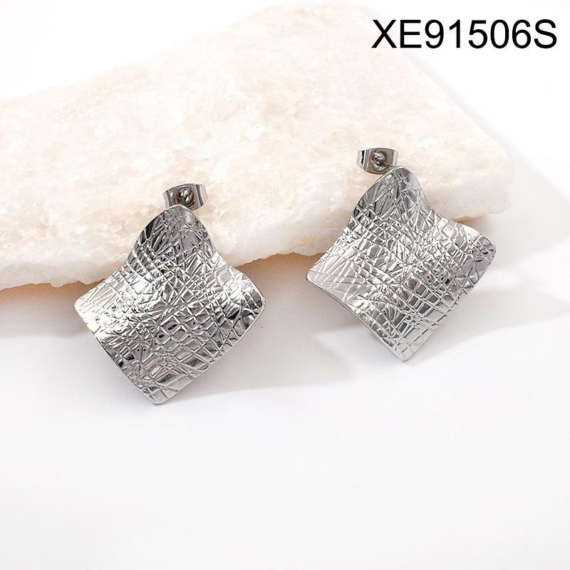 18K Gold Plated Geometric Texture Exaggerated Titanium Steel Earrings