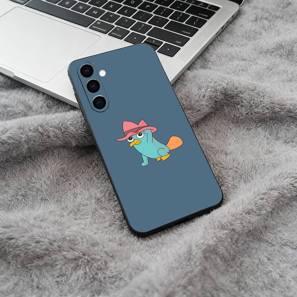 P-Perry Das P-Schnabeltier Schwarze Weiche Silikon Handyhülle für Samsung Galaxy A73, A71, A72, A70, A53, A52, A51