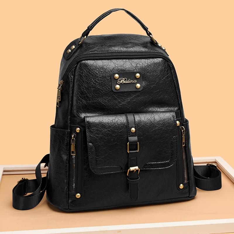 Vintage Commuter Large Capacity Backpack Soft Leather Women's Travel Backpack