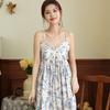 Suspender nightdress women's summer ice silk sweet and spicy pure desire printing French pajama skirt with chest pad can be worn outside loungewear