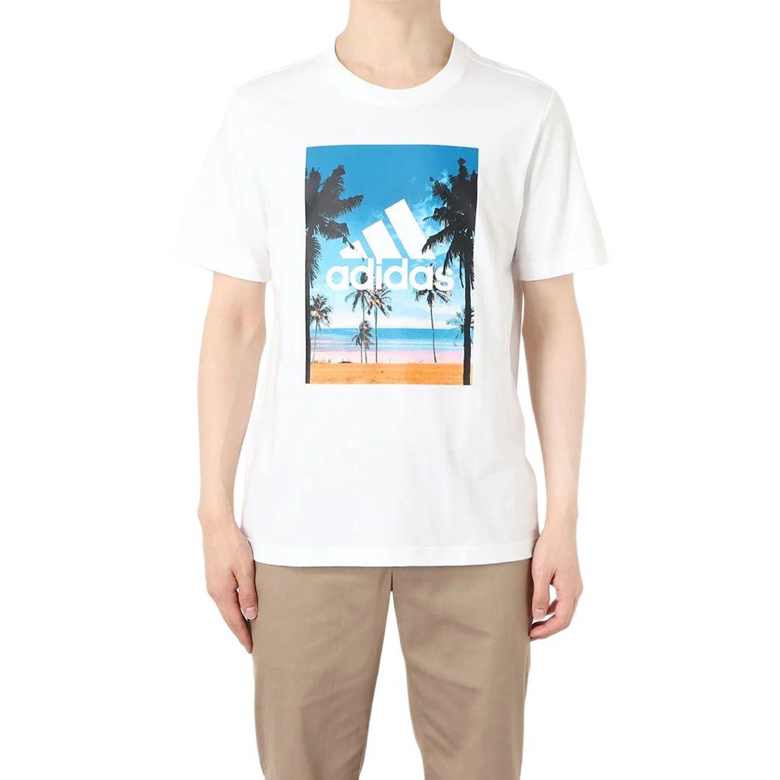Adidas T Shirts Men s White Crew Neck Moderate HA3642 L