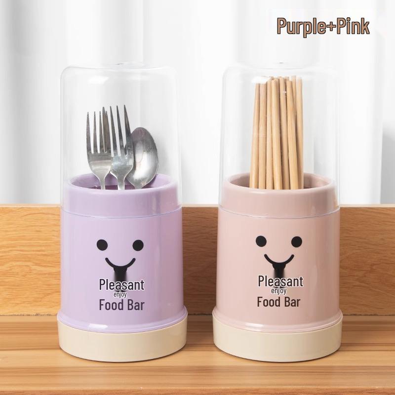 Dustproof Chopstick & Utensil Holder: Kitchen Storage Tray with Drainage