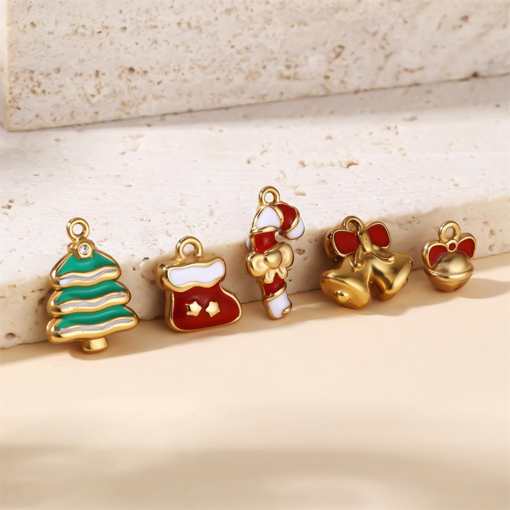 Di Yao Stainless Steel Christmas Tree Bell Pendant - Cute & Creative DIY Jewelry Accessory