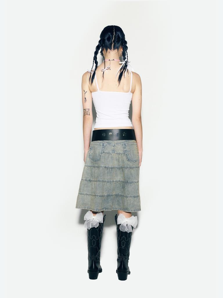 As If Cali Calie Denim Midi Skirt Blue