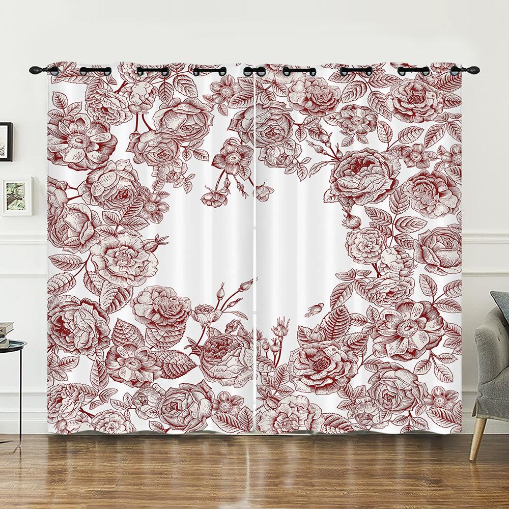 Vorhänge Rose Retro Hirsch Vorhang Digitaldruck Verdunkelungsvorhang Ohne Bohren