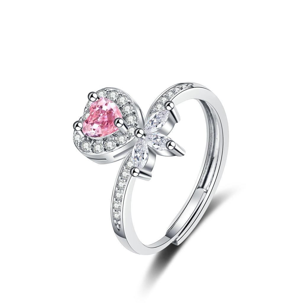 Niche Light Luxury Exquisite Pink Love Ring Fashionable Versatile Personality High Sense Opening Sweet Cool Wind Ring 2026