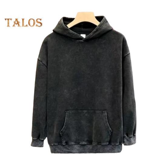 Winter Couple Hoodie Washed Retro Loose Hooded Pullover Long Sleeve Unisex Top Elastic Cuffs Thick Fall Spring Hoodie