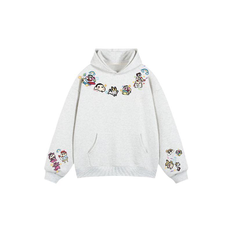 Crayon Shin-chan Men's Embroidered Hoodie - Autumn/Winter Loose Fit, Stylish Niche Top
