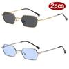 Protective Glasses 2pcs Fashion Small Rectangle Women Sunglasses Polygon Design Sun Glasses Colorful Lens Metal Frame Shades