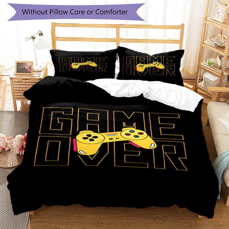 3pcs Game Controller Bedding Set Duvet Cover Closure Includes 1 Duvet Cover & 2 Pillowcases, Soft and Comfortable for All Seasons.