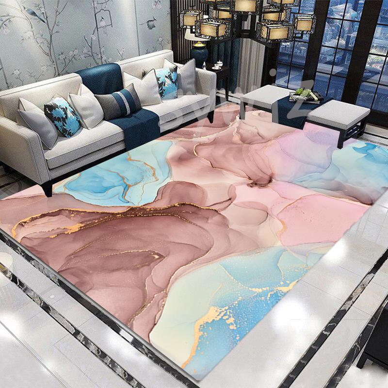 Nordic Colored Marble Carpet for Home Living Room Decorative Floor Mats Porch Door Mat Anti-slip Print Mats Bedroom Non-slip Mat