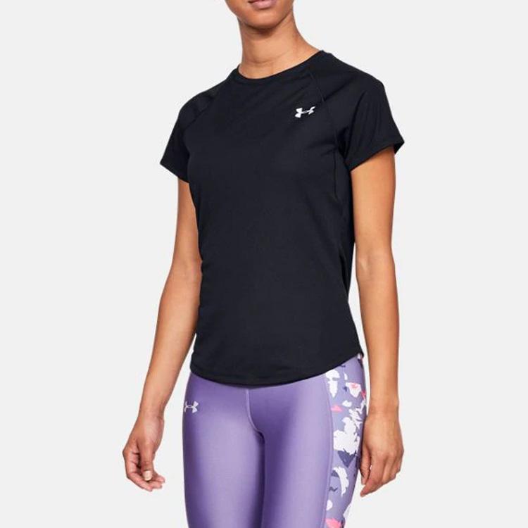 Under Armour Running Fitted Round Neck Short Sleeve T-Shirt Women Tops Black 1326462-001