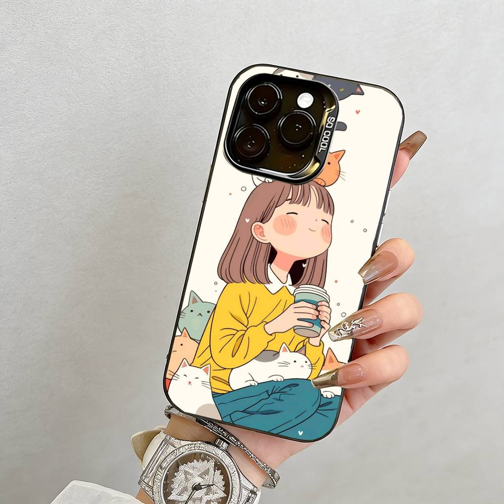 

Милая девушка рисует Чехол для телефона Для iPhone 17,16,15,14,13,12,11 Plus,Pro Max,XS,Красочный Серебристый Чехол для телефона Funda Cover iPhone16