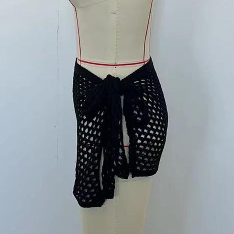 Women's European & American Sexy Knit Cutout See-through Short Beach Skirt