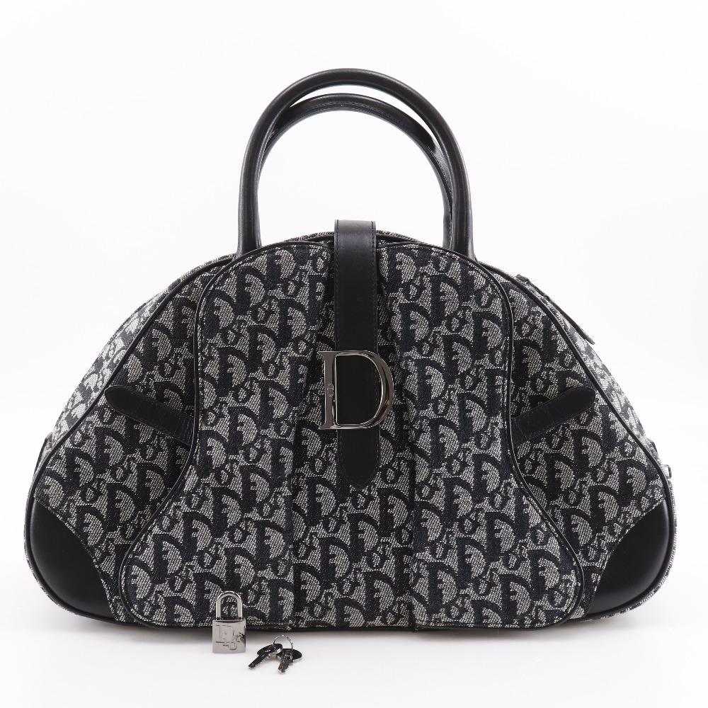 Dior Double saddle bag Handbag Trotter Navy blue canvas Women Used