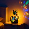 Cat Lamp Cat Bedside Lamp Led Nightlight Resin Sculpture Spooky Home Decor for Indoor Shelf Apartment Bedroom Bedside Nightstand