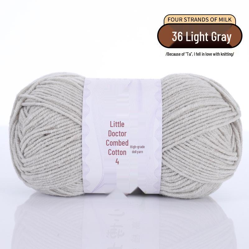 40g 4-Ply Combed Milk Cotton Yarn - Little Doctor, Medium-Thick for DIY Knitting Projects: Dolls, Cushions, Blankets