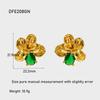 European and American retro elegant inlaid emerald zircon flower stud earrings niche plated 11k gold waterproof stainless steel earrings women
