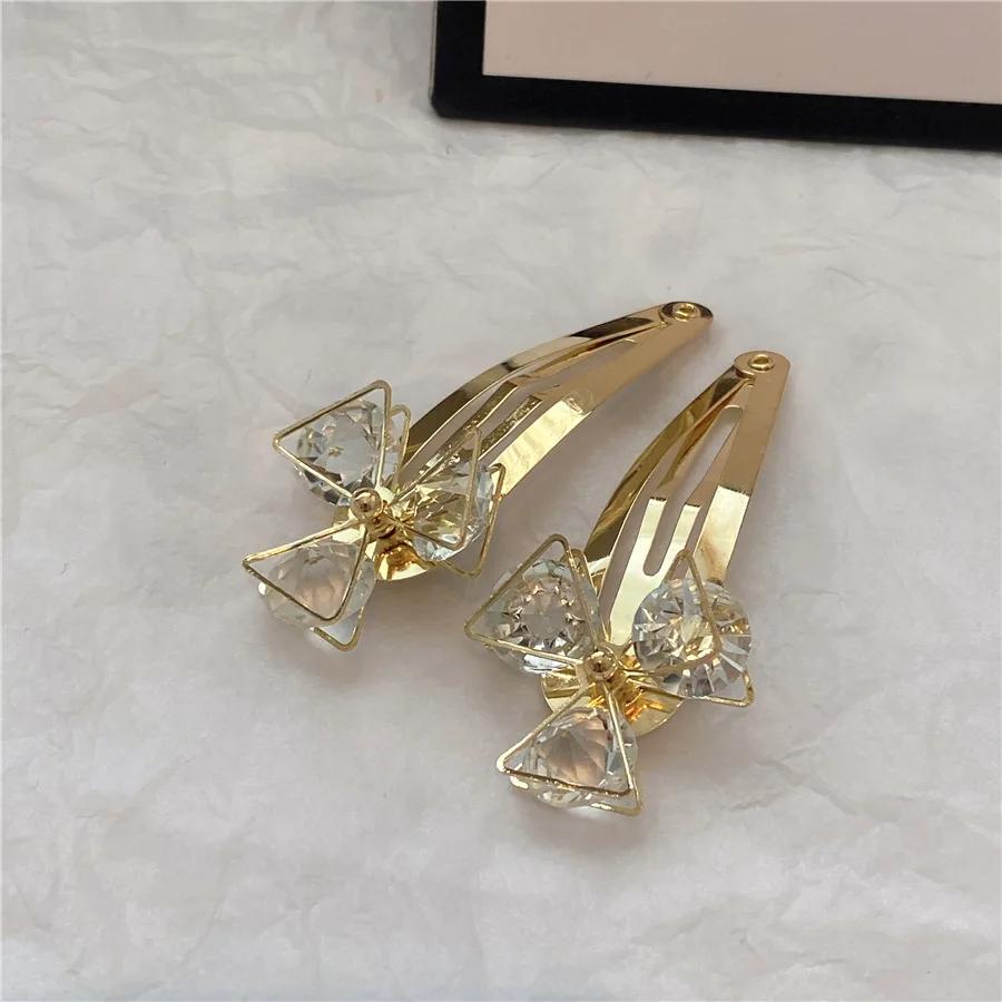 2pc Crystal Flower Alloy BB Hair Claw Side Clips for Women Girls Kids Child Hairpin Gift Wedding Hair Accessories Ornament