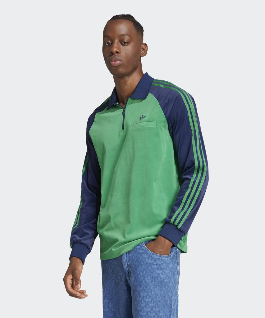 ADIDAS 70S Velour Polo Long Sleeve - Green / Jn5981