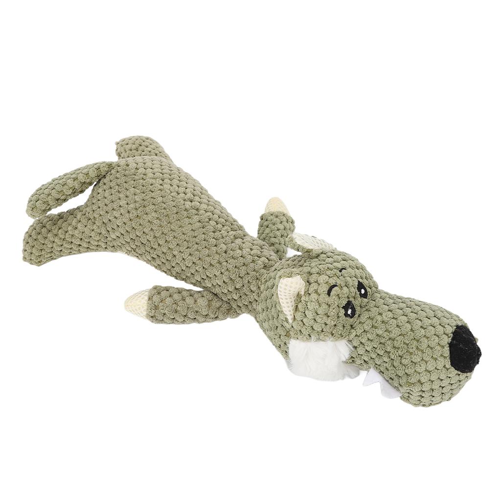 Hund Quietschspielzeug Zahnreinigung Interaktiv Niedlich Wolf Form Plüsch Welpen Kauspielzeug für Kleine Mittelgroße