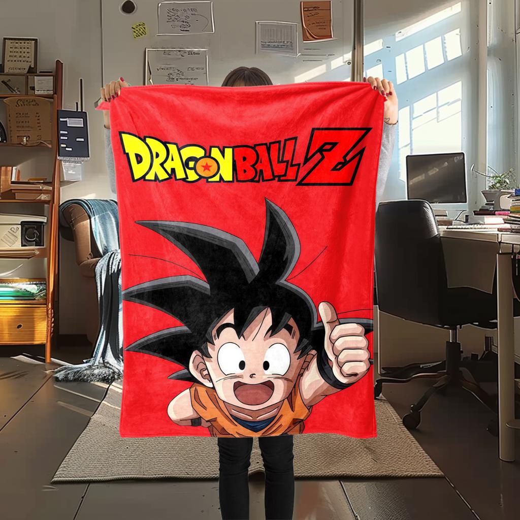 1PC Son Goku Print Flannel Blanket, High quality All Seasons, Home Decor, Warmth and Comfort, Perfect for Christmas Gifts