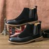Autumn large size carved pointed Brock leather boots European and American formal casual shoes high top casual leather shoes short boots