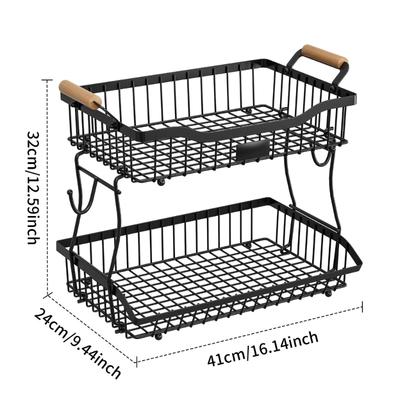 Space Saving Metal 2 Layer Produce Organizers With Rustproof Easy Cleaning Surfaces Home Storage Solution