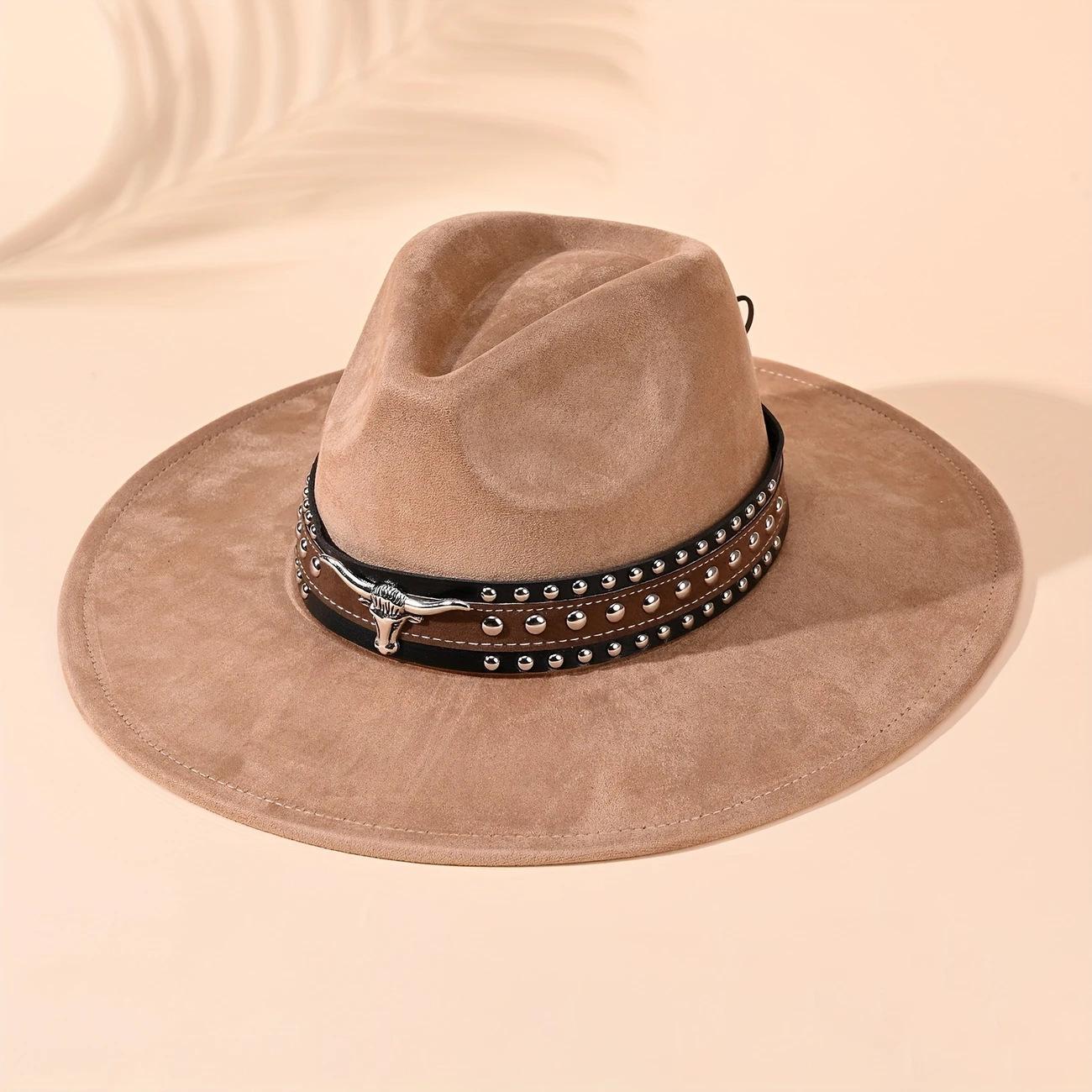 

JYL TS DIY Hat Accessory Unisex Fashion Cowboy Hat Straw Hat Decor Metal Khaki_M(56-58cm） полумрак
