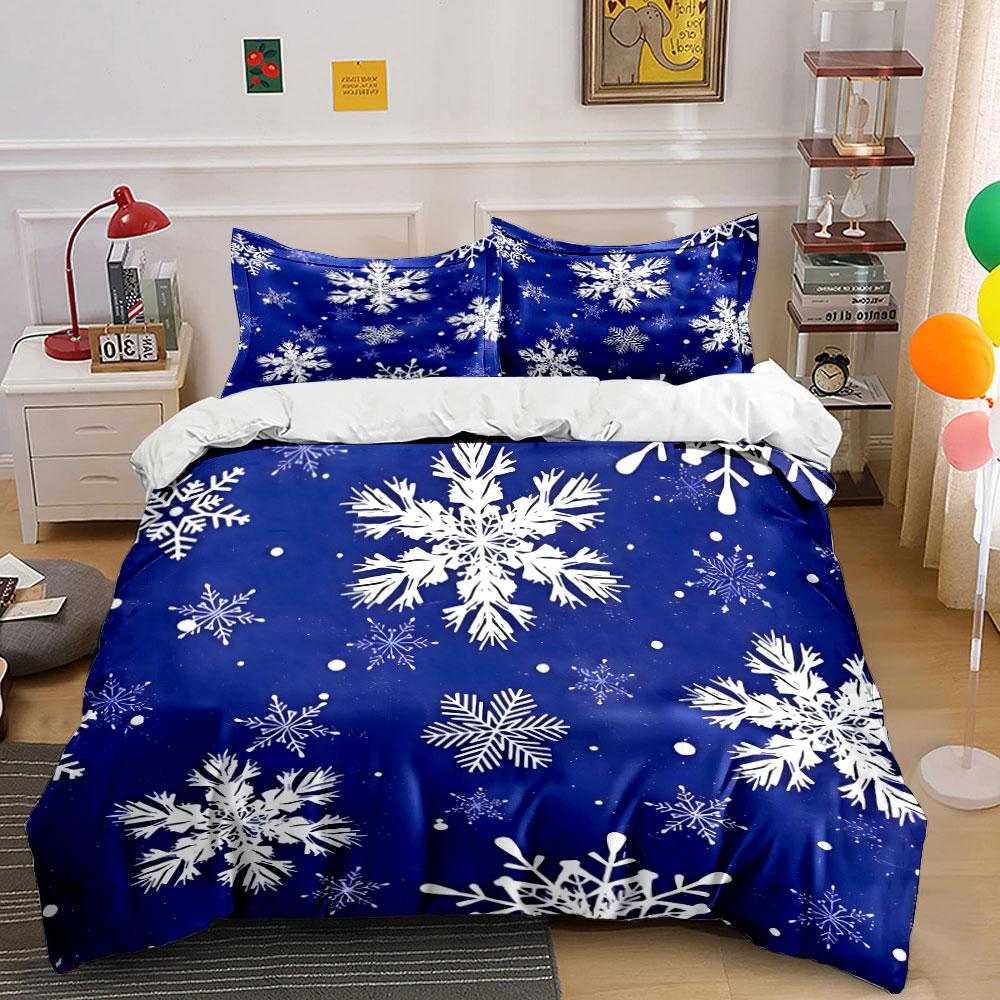 Snowflake-Themed Winter Decoration Set Kid'S And Adults' Bedroom Decor, Exquisite Three-Piece Bedding Set Gift