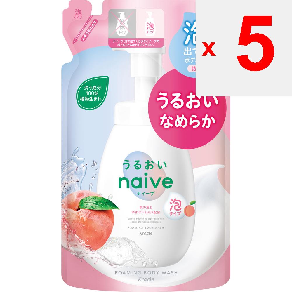 Kracie NAIVES SCHÄUMENDES DUSCHGEL (Feuchtigkeitsspendender Typ) Nachfüllpackung 480ml Schaumart Nach dem Nachfüllen des Pumpbehälters eine entsprechende Menge Schaum auf