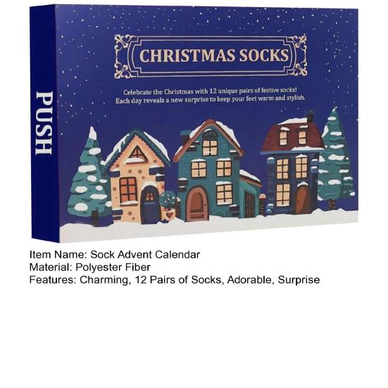 Sock Advent Calendar 2025 24 Days Christmas Countdown Calendar 12 Pairs Holiday Surprise Cotton Sock Gifts for Men Women