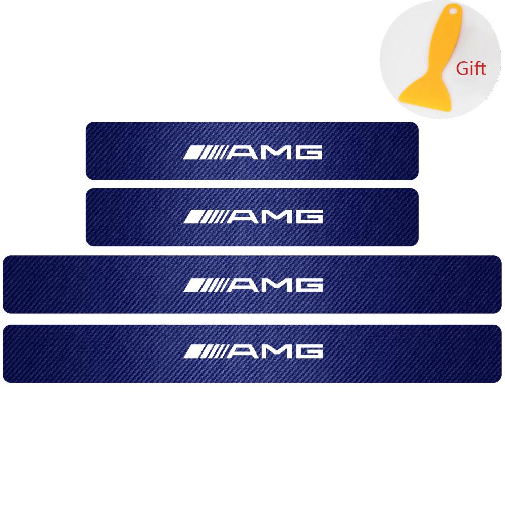 MITV3 4pcs Car Door Sill Anti-Scratch Guard Sticker For Mercedes Benz W203 W206 W212 W167 W166 W247 C E GLA GLC GLE AMG Accessories